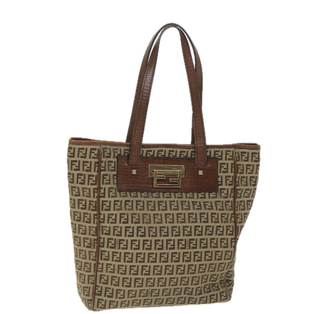 FENDI Zucchino Canvas Tote Bag Beige hk887