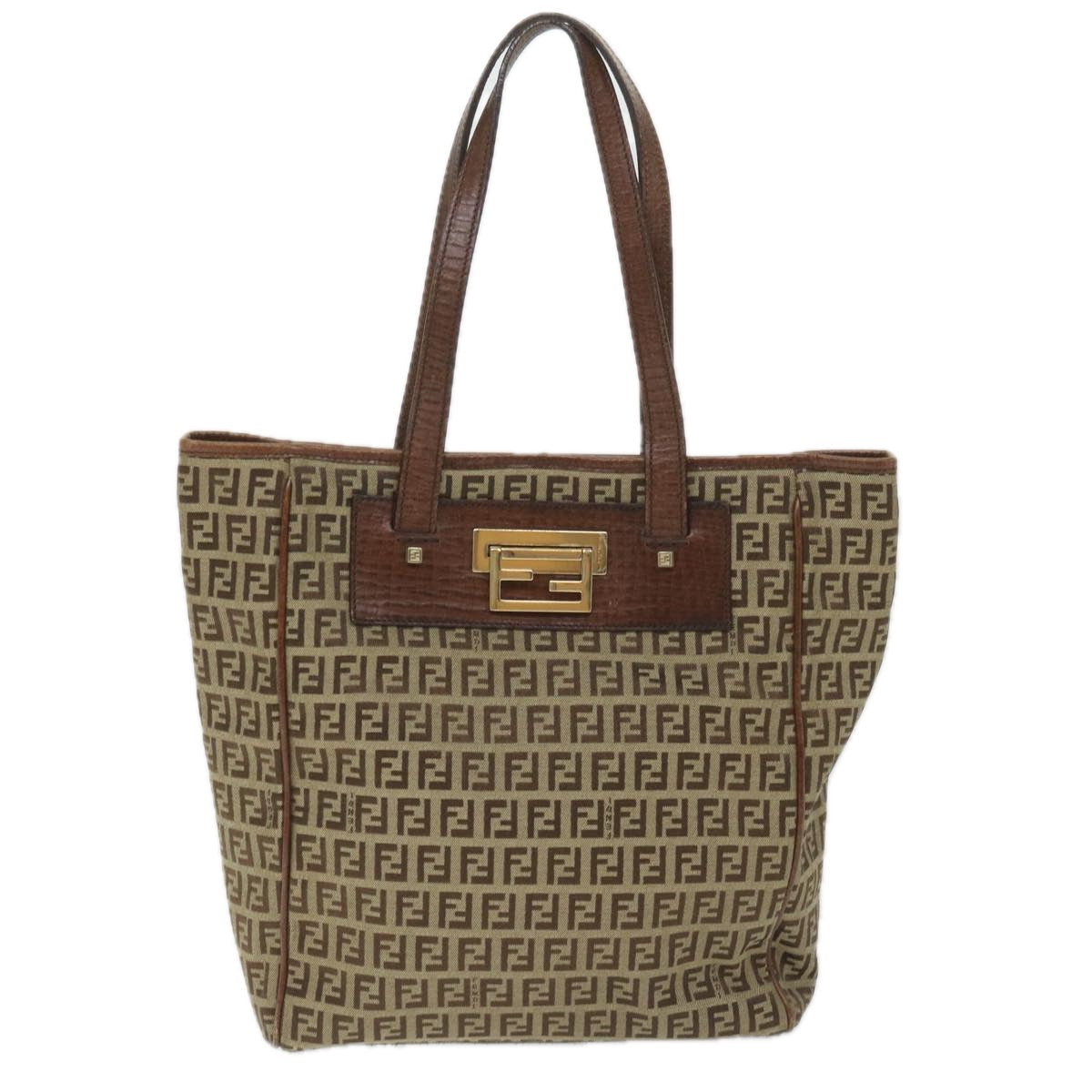 FENDI Zucchino Canvas Tote Bag Beige hk887