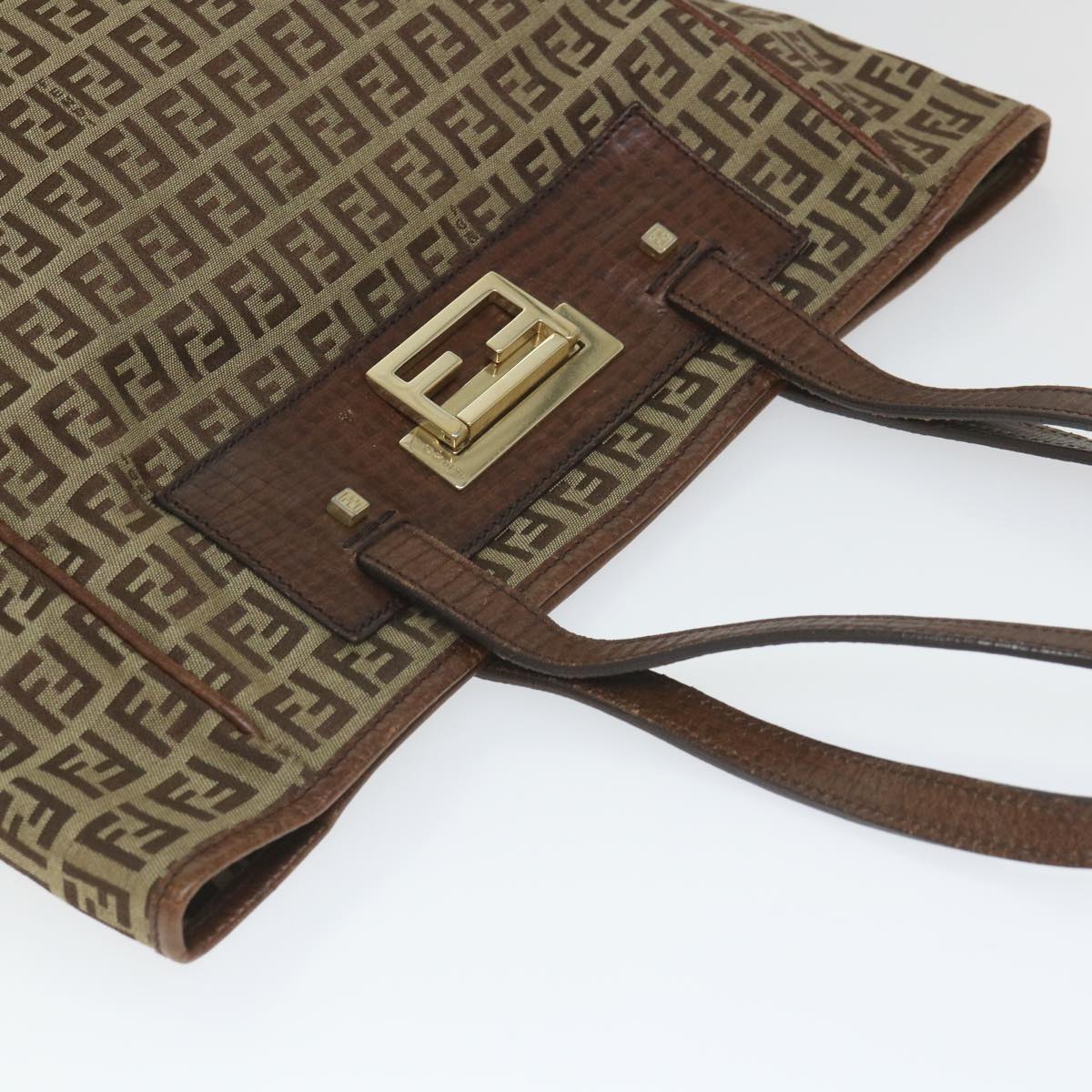 FENDI Zucchino Canvas Tote Bag Beige hk887