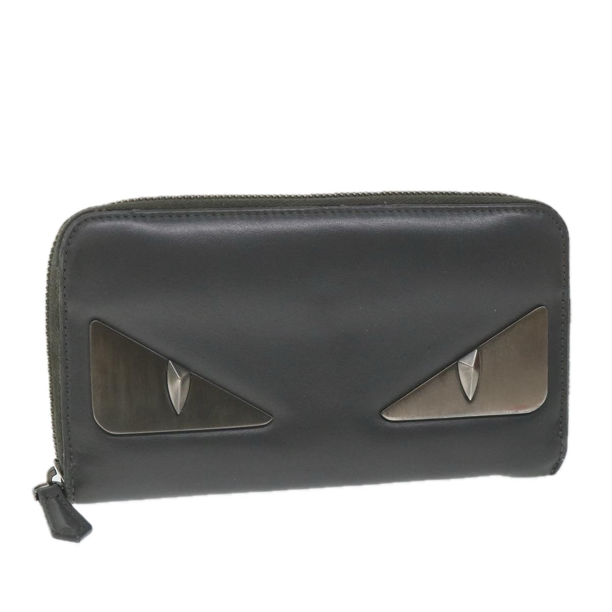 FENDI Long Wallet Leather Gray hk904