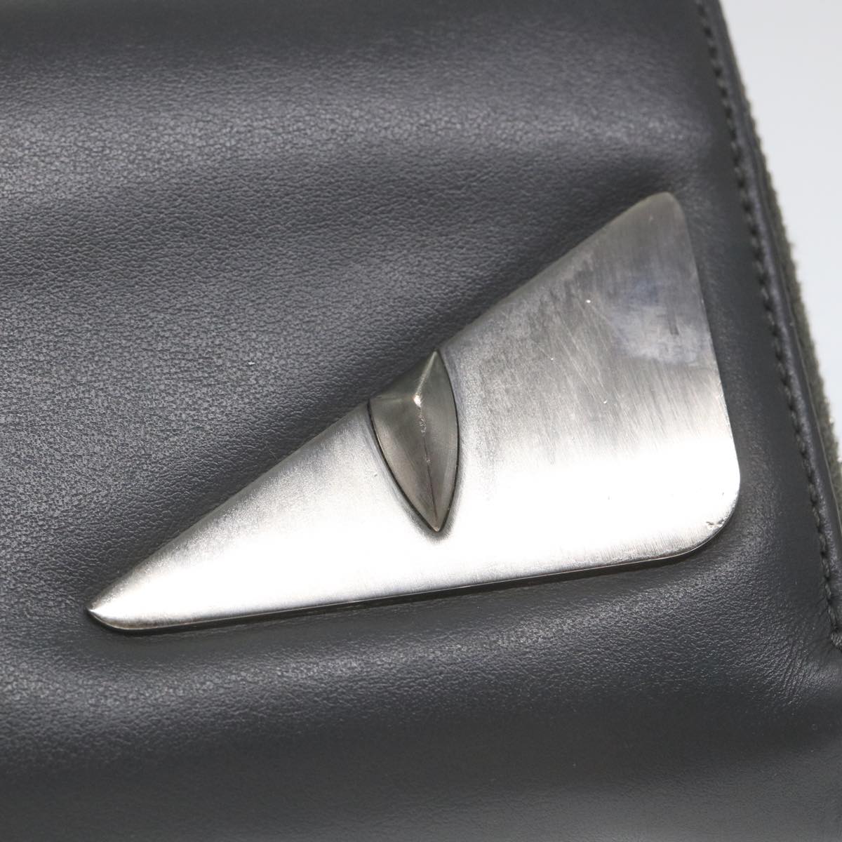 FENDI Long Wallet Leather Gray hk904