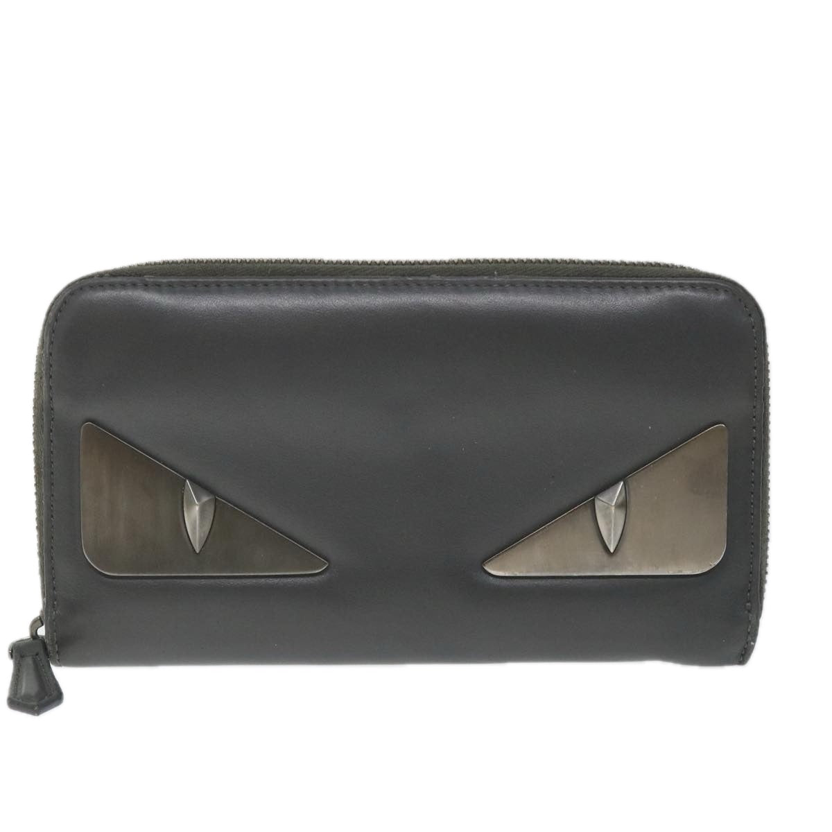 FENDI Long Wallet Leather Gray hk904