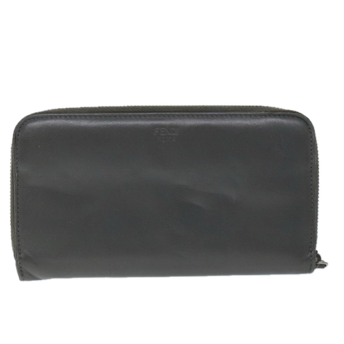 FENDI Long Wallet Leather Gray hk904