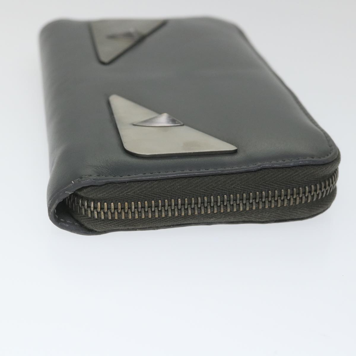 FENDI Long Wallet Leather Gray hk904