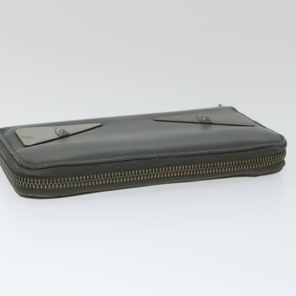 FENDI Long Wallet Leather Gray hk904