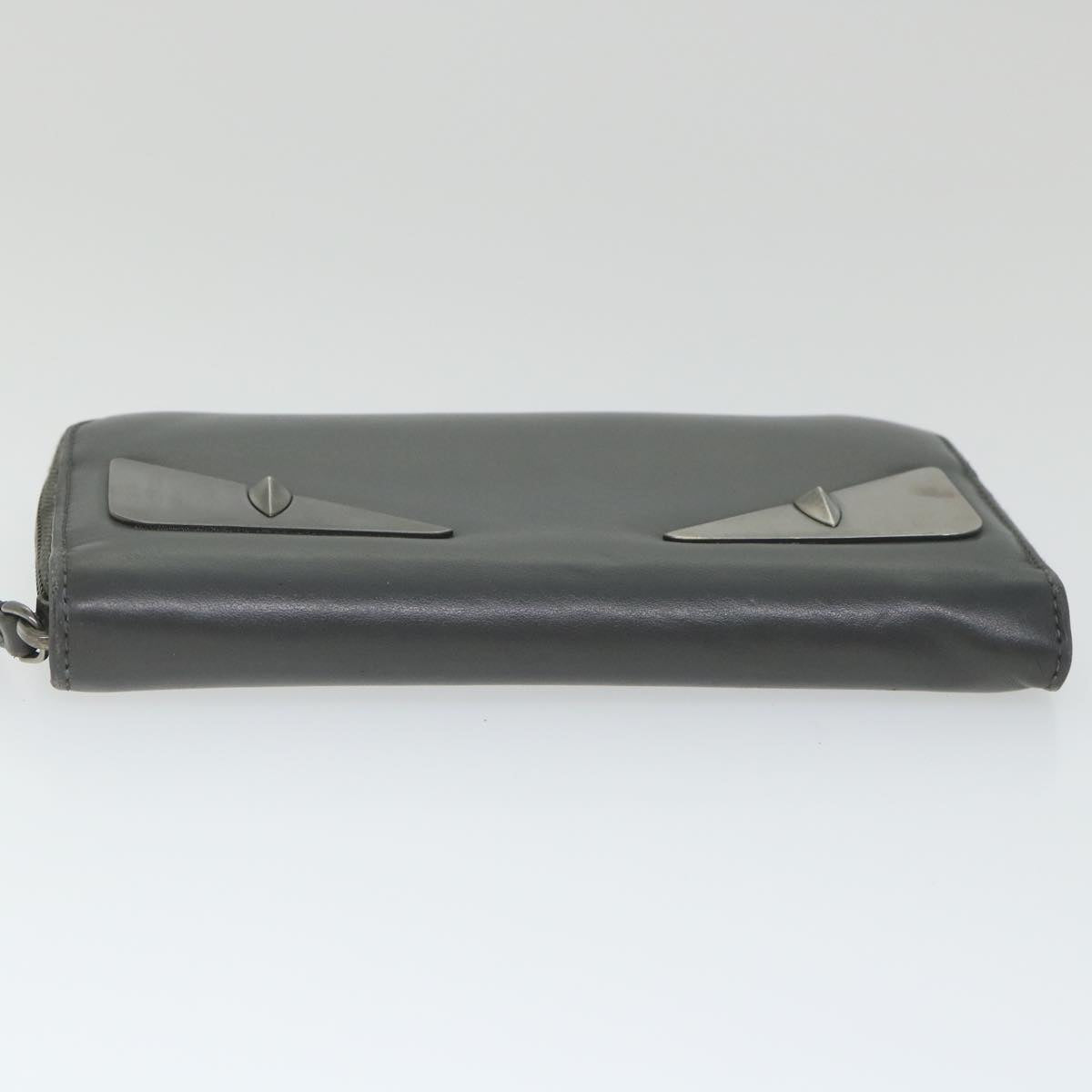 FENDI Long Wallet Leather Gray hk904