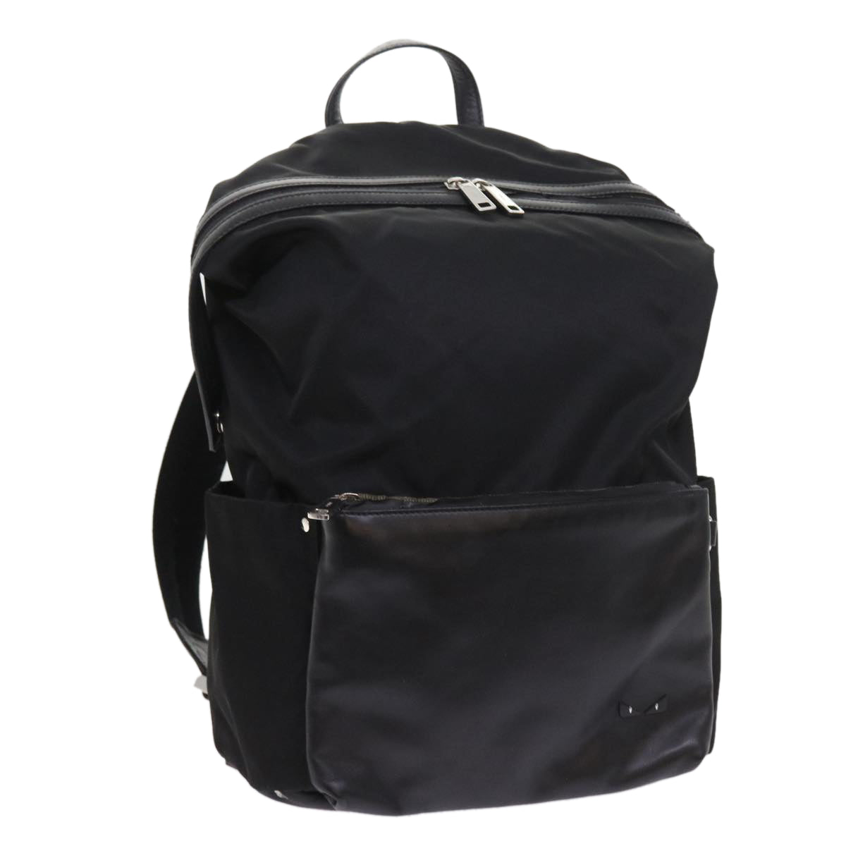 FENDI Backpack Nylon Leather Black hk906