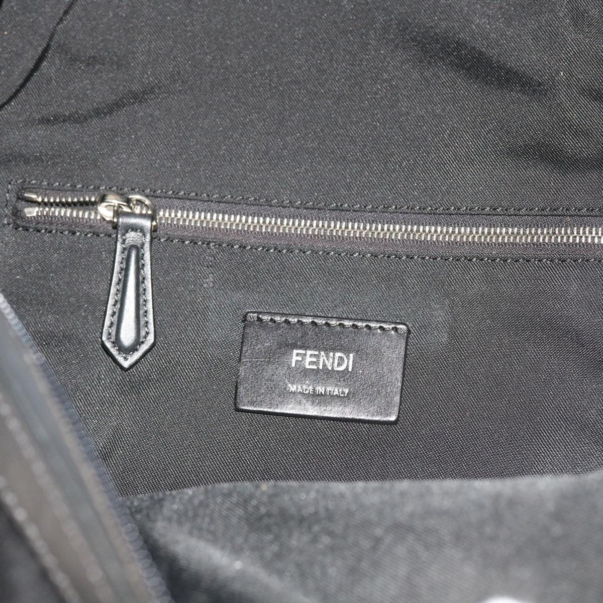 FENDI Backpack Nylon Leather Black hk906