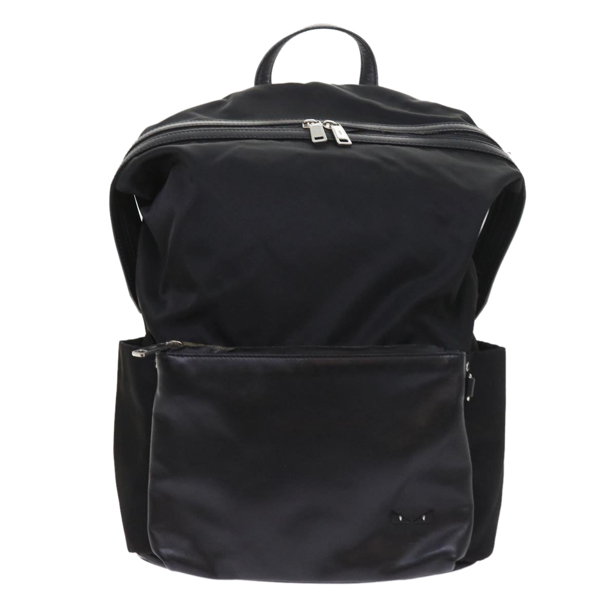 FENDI Backpack Nylon Leather Black hk906
