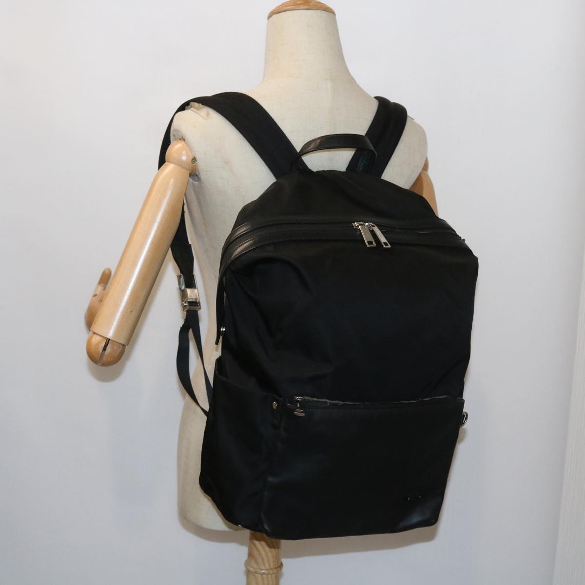FENDI Backpack Nylon Leather Black hk906