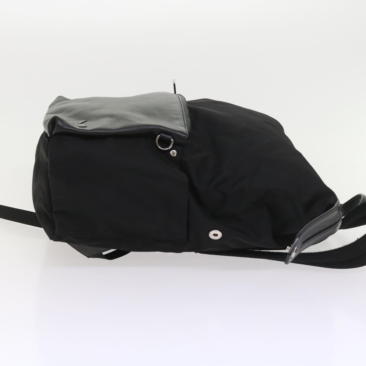 FENDI Backpack Nylon Leather Black hk906