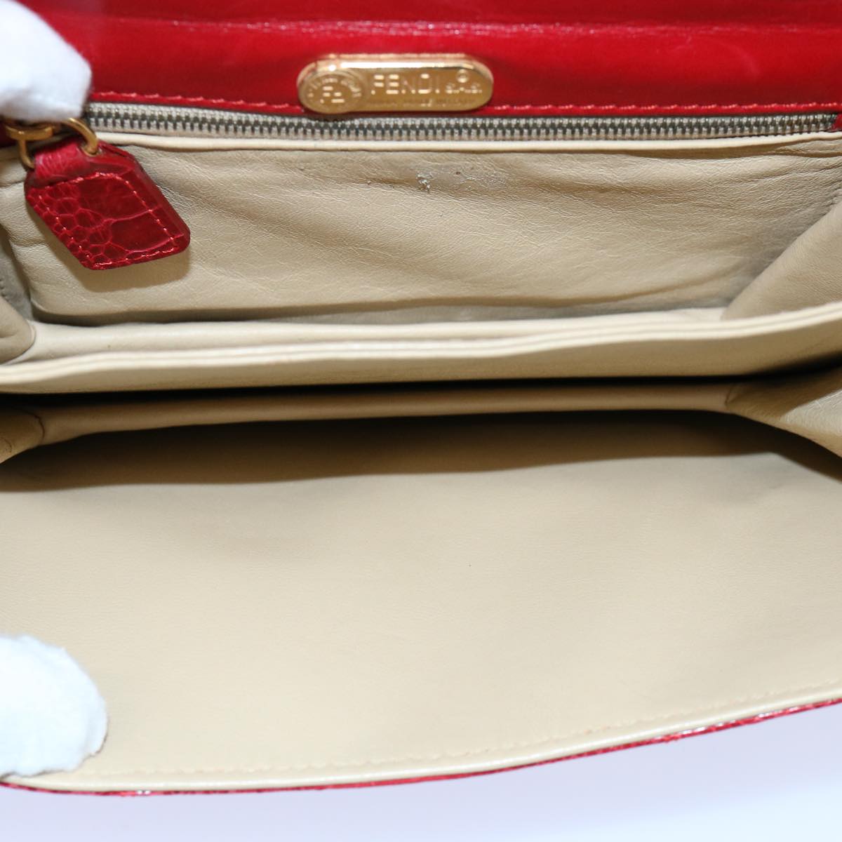 FENDI Shoulder Bag Leather Red hk920