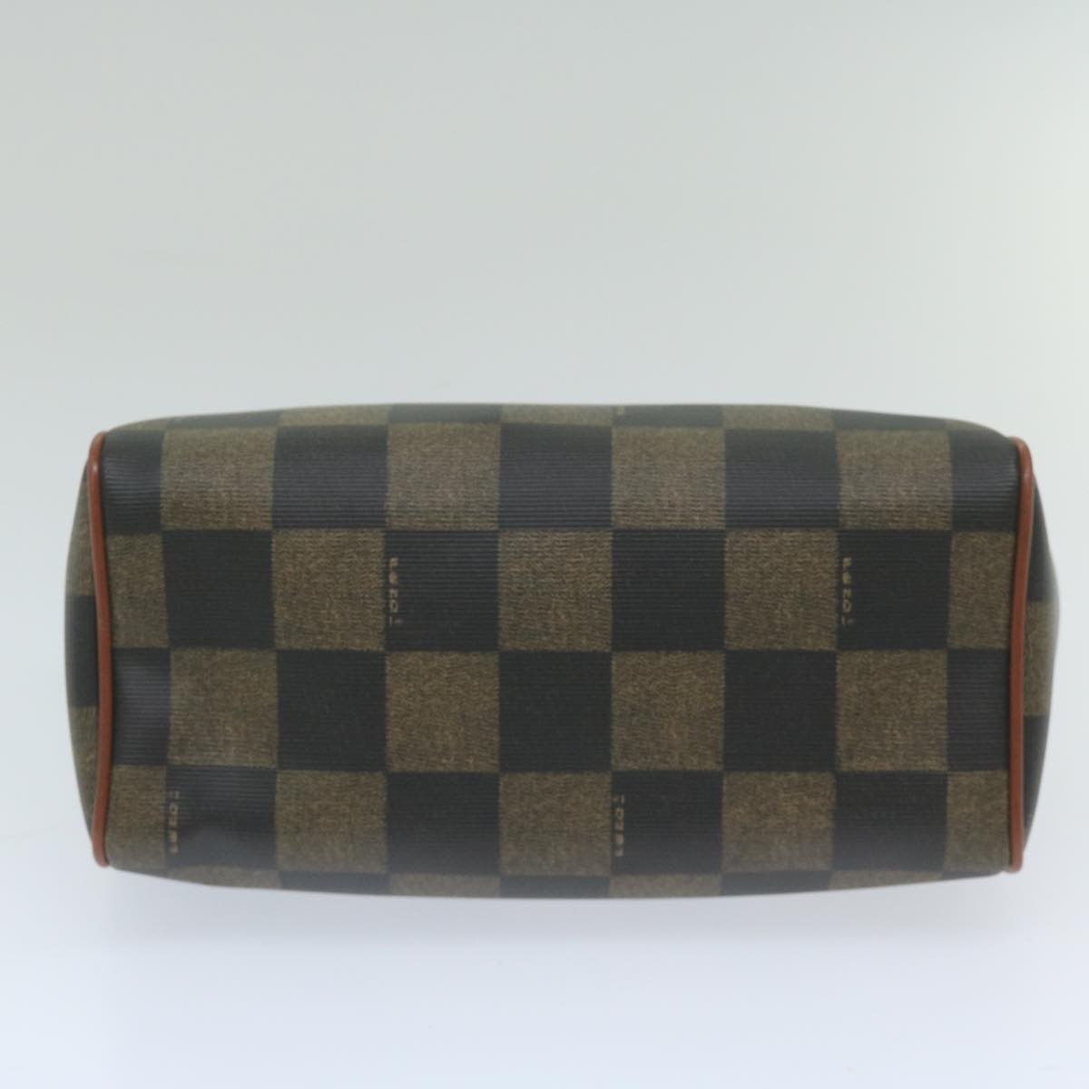 FENDI Pecan Canvas Boston Bag Black Brown hk943