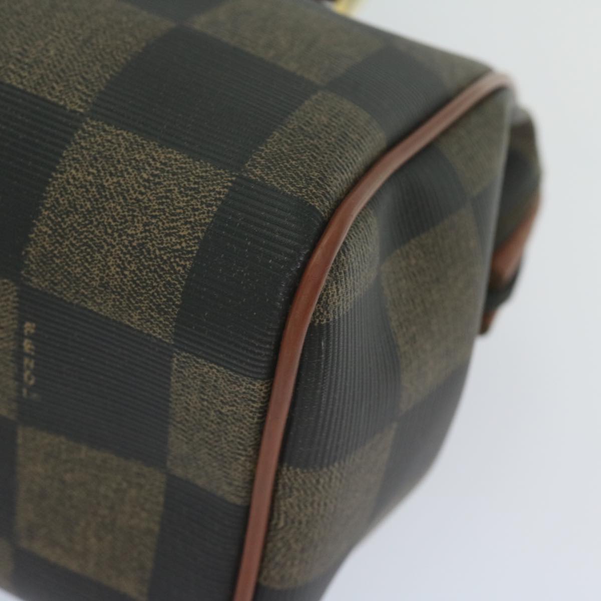 FENDI Pecan Canvas Boston Bag Black Brown hk943