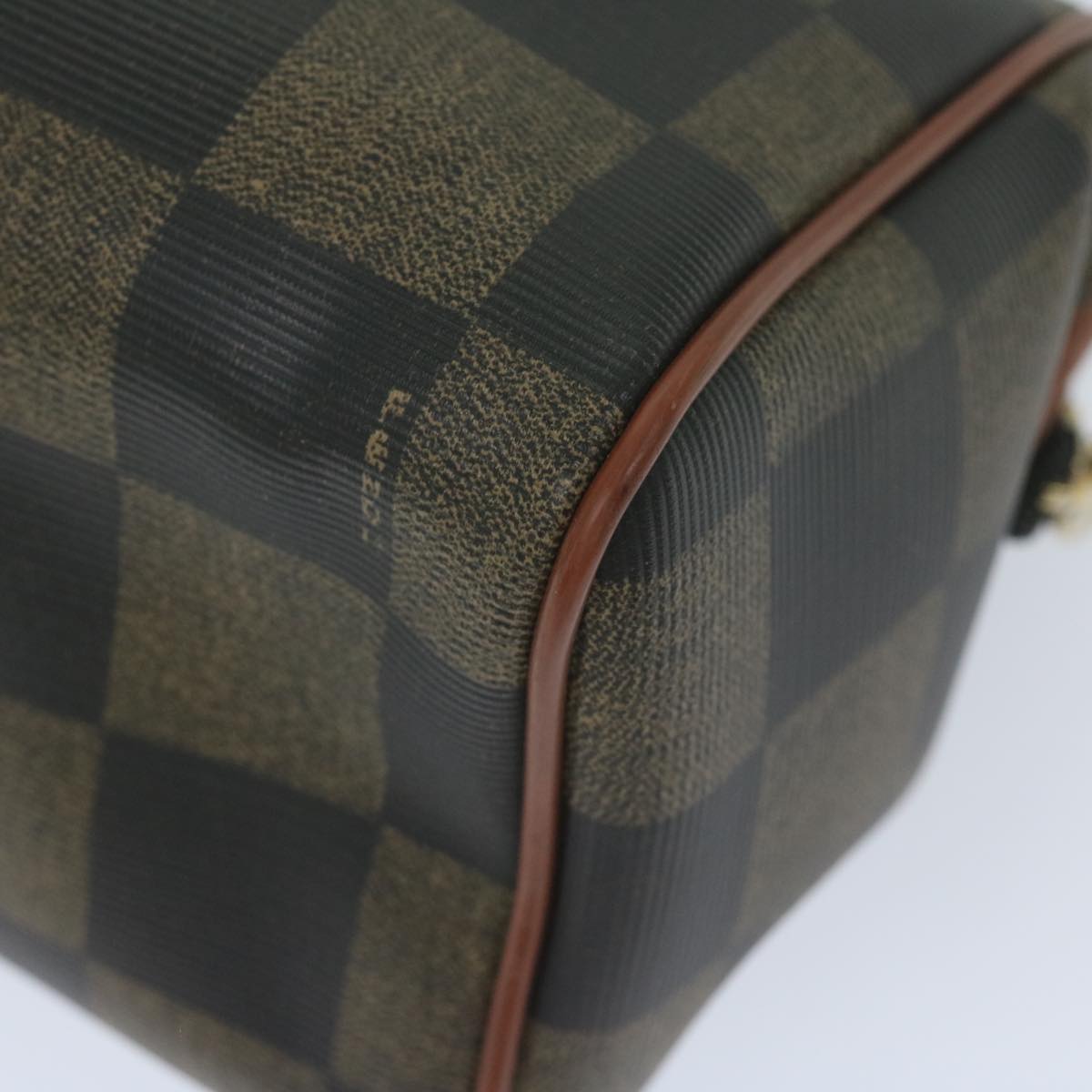 FENDI Pecan Canvas Boston Bag Black Brown hk943