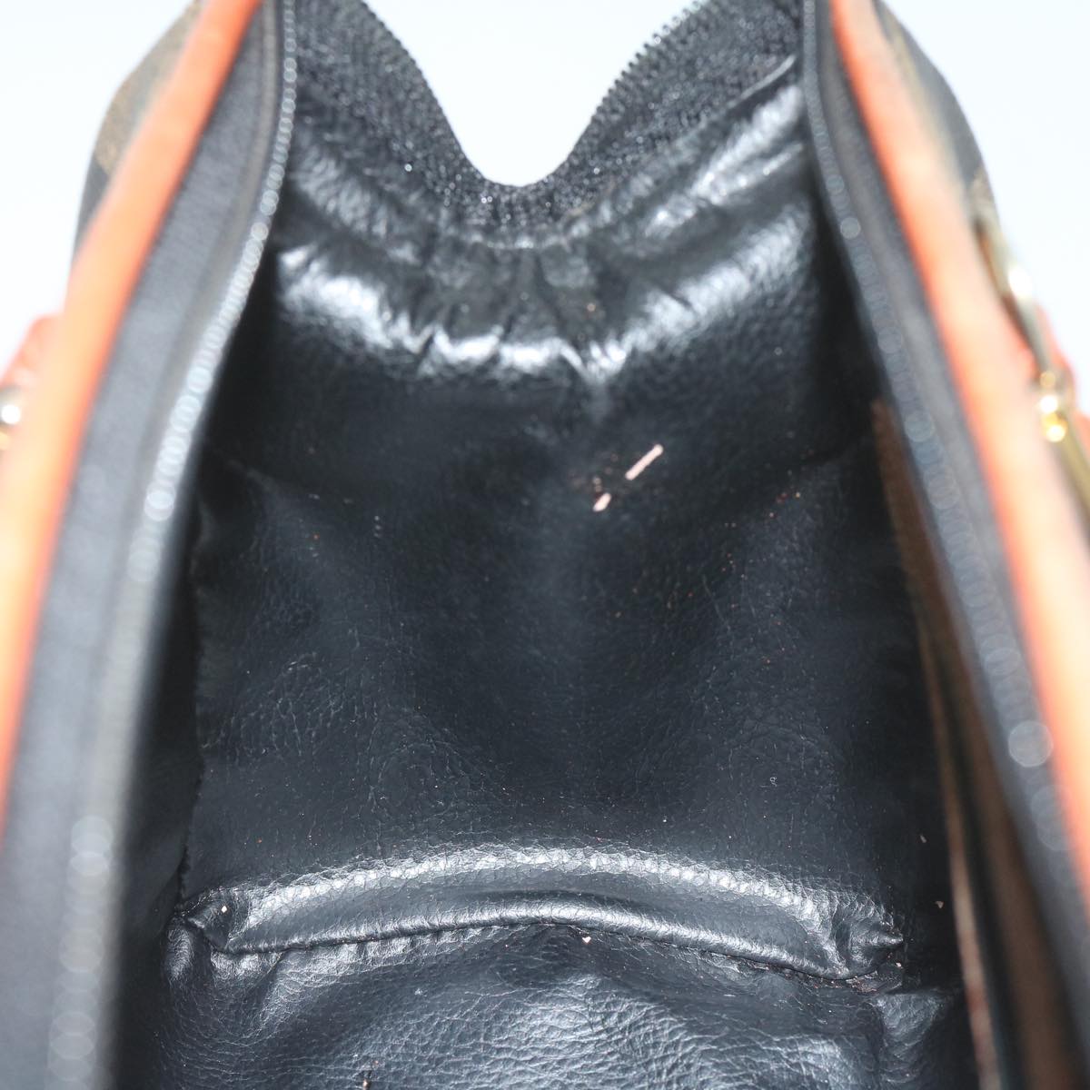 FENDI Pecan Canvas Boston Bag Black Brown hk943