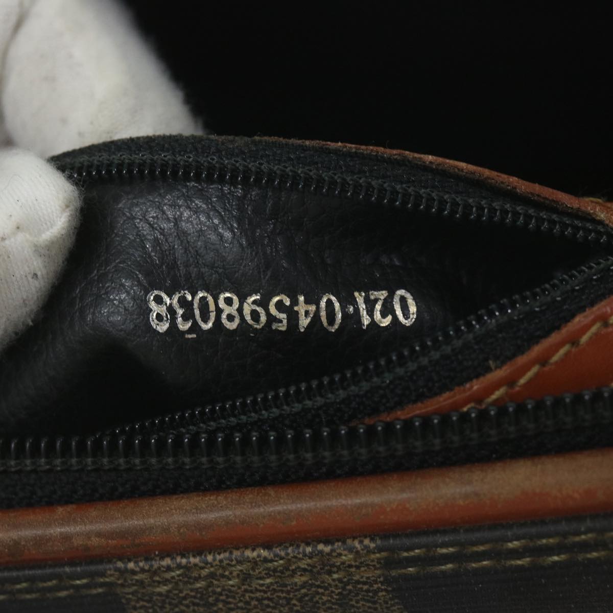 FENDI Pecan Canvas Boston Bag Black Brown hk943
