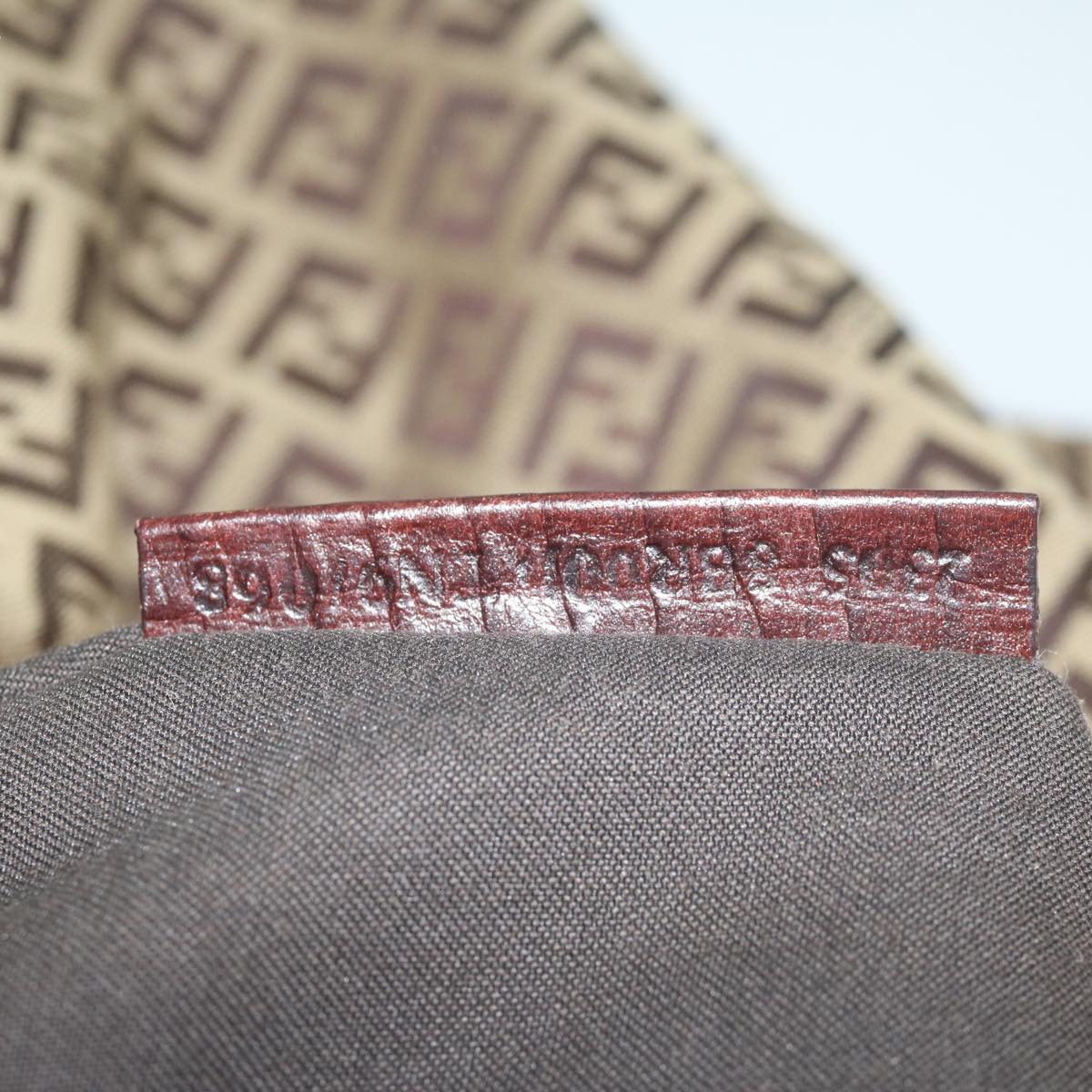 FENDI Zucchino Canvas Mamma Baguette Shoulder Bag Brown hk949