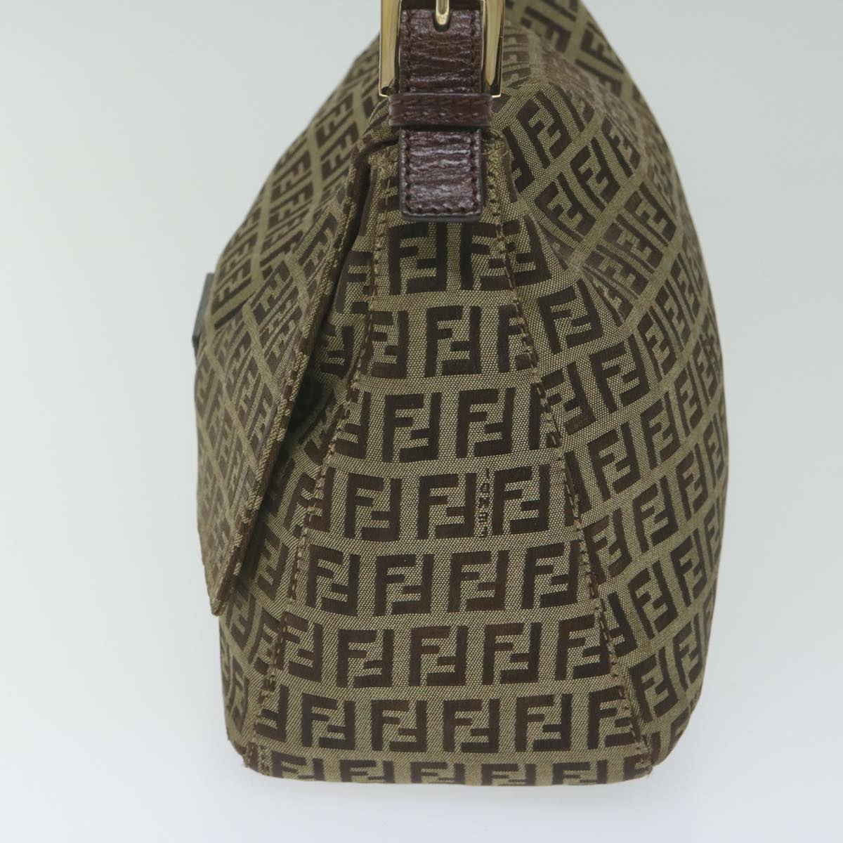 FENDI Zucchino Canvas Mamma Baguette Shoulder Bag Brown hk949