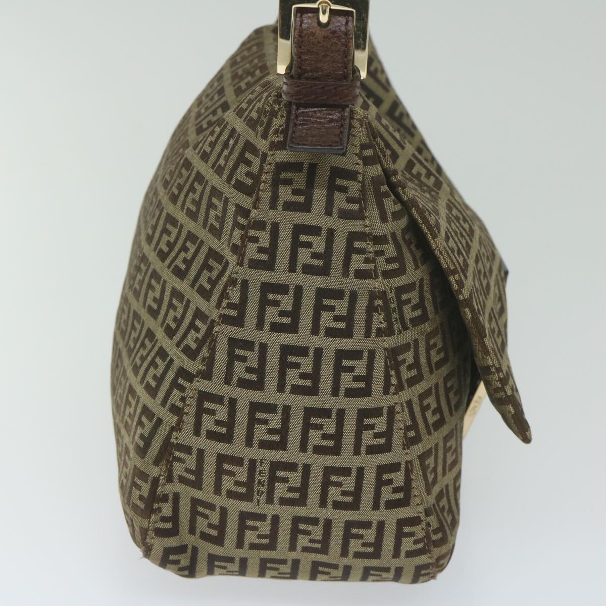 FENDI Zucchino Canvas Mamma Baguette Shoulder Bag Brown hk949