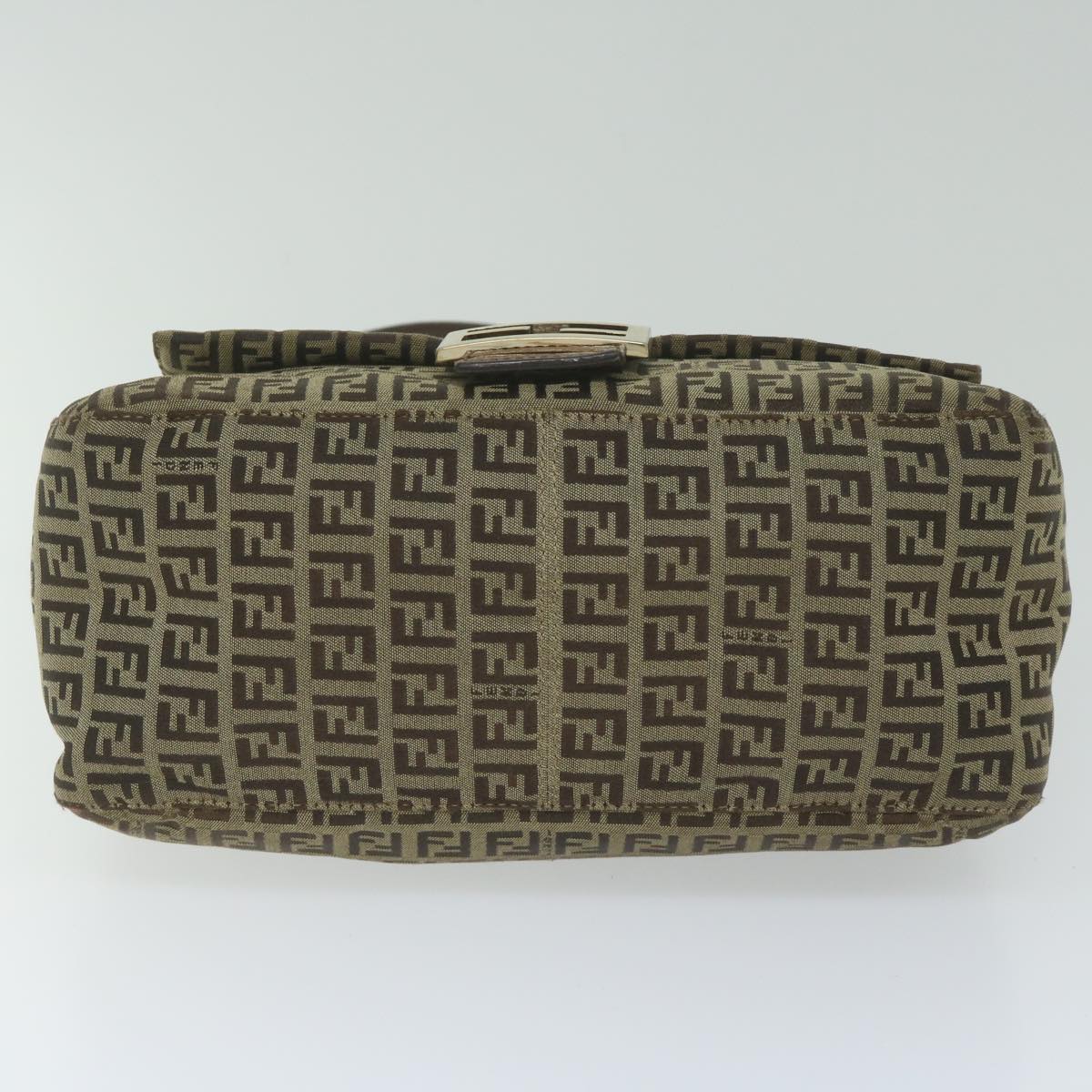 FENDI Zucchino Canvas Mamma Baguette Shoulder Bag Brown hk949
