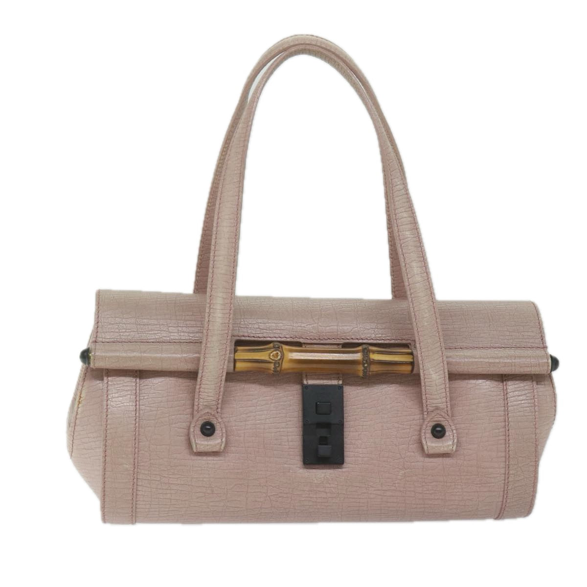 GUCCI Bamboo Hand Bag Leather Pink 111713 hk989