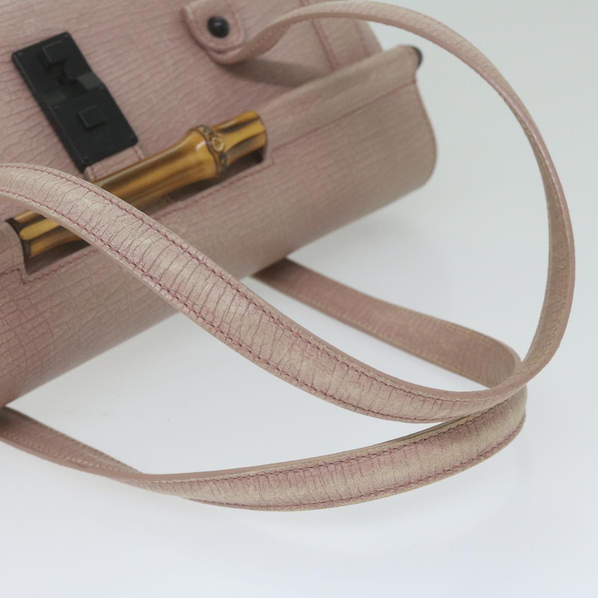 GUCCI Bamboo Hand Bag Leather Pink 111713 hk989