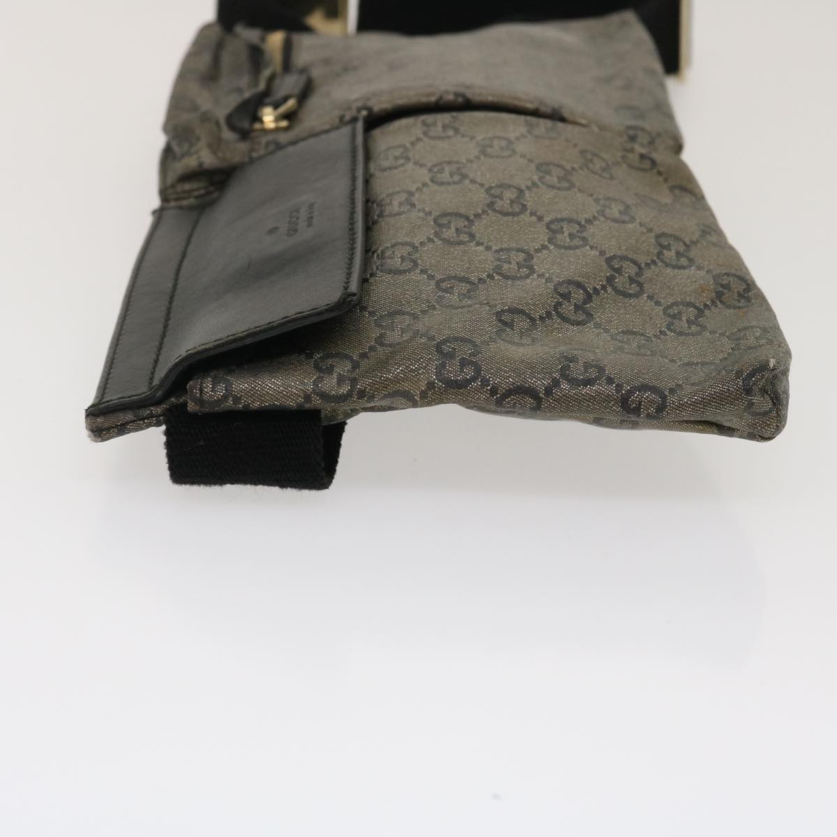 GUCCI GG Canvas Waist Bag Black Gold hs1094