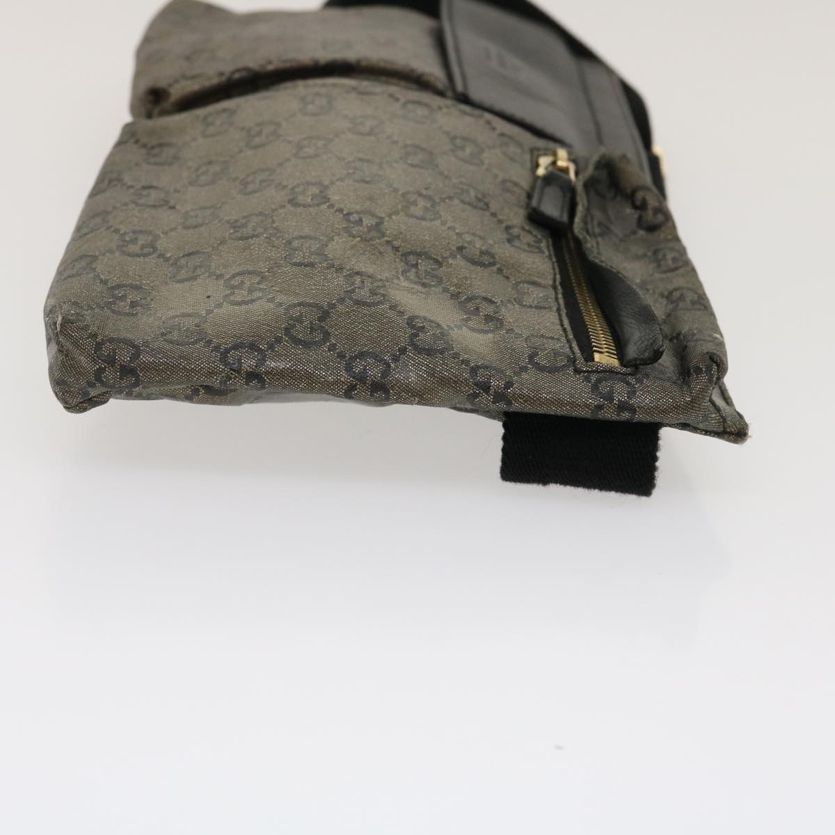 GUCCI GG Canvas Waist Bag Black Gold hs1094