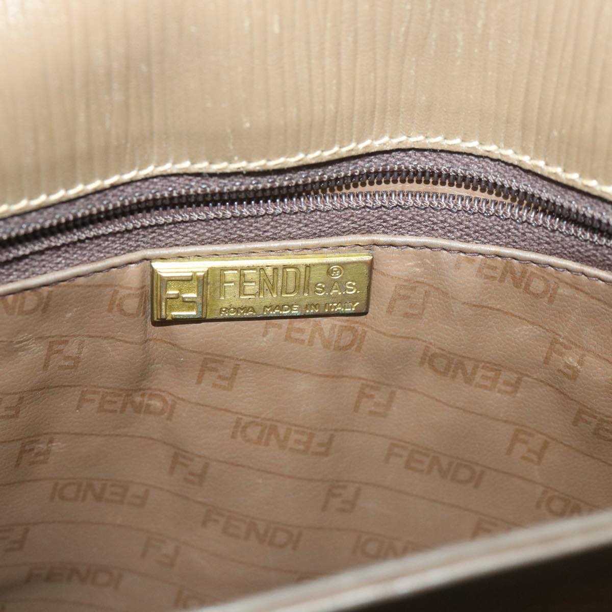 FENDI Zucchino Canvas Shoulder Bag Coated Canvas Brown im452