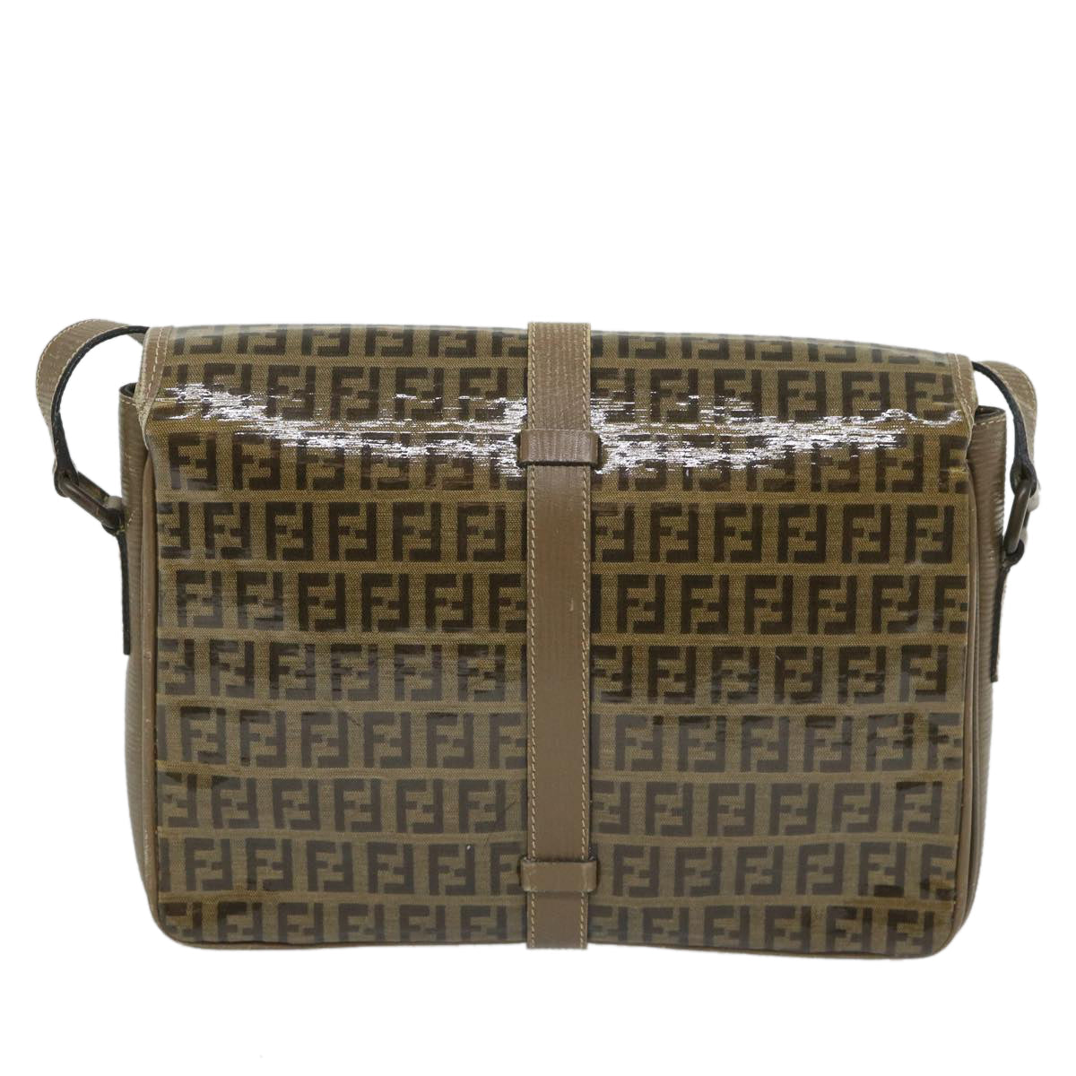 FENDI Zucchino Canvas Shoulder Bag Coated Canvas Brown im452