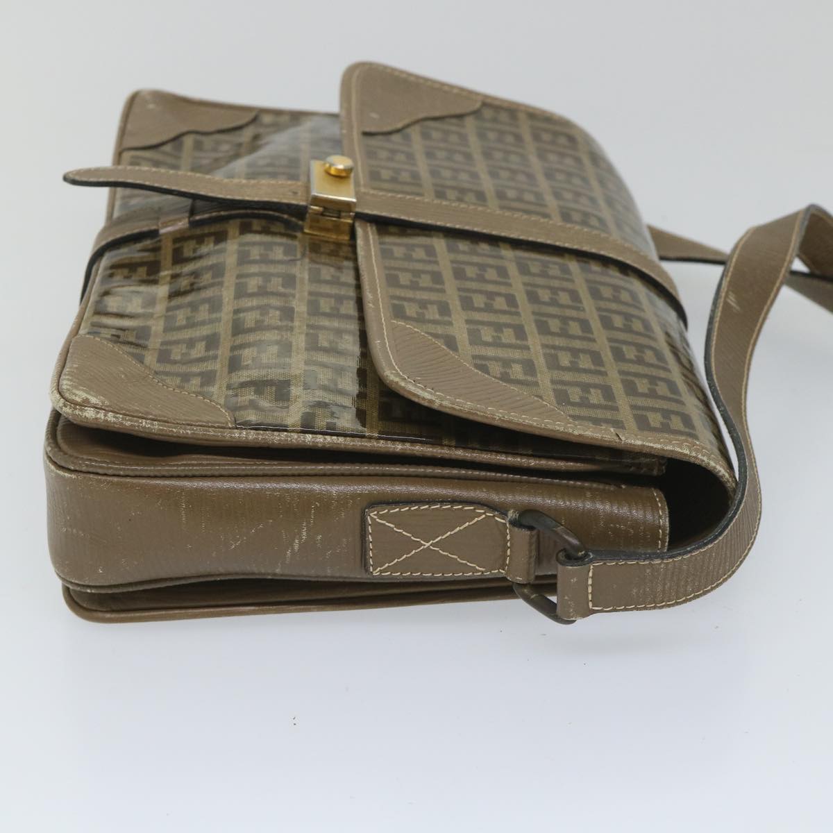 FENDI Zucchino Canvas Shoulder Bag Coated Canvas Brown im452