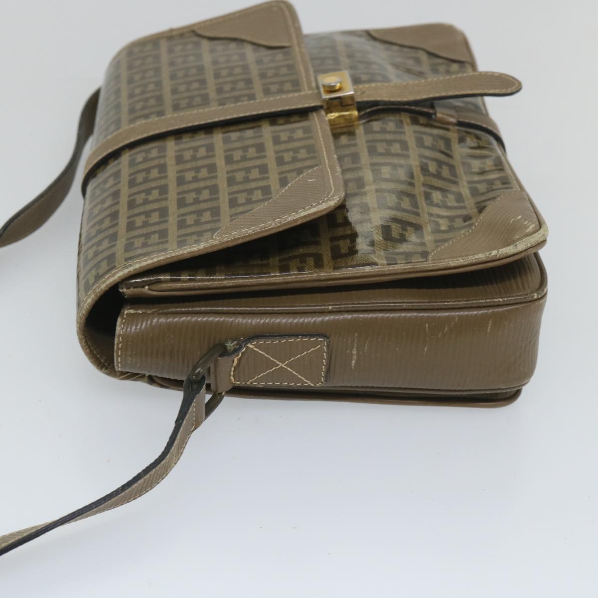 FENDI Zucchino Canvas Shoulder Bag Coated Canvas Brown im452
