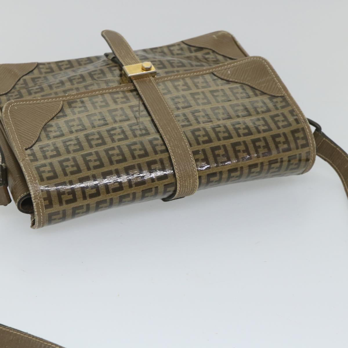 FENDI Zucchino Canvas Shoulder Bag Coated Canvas Brown im452