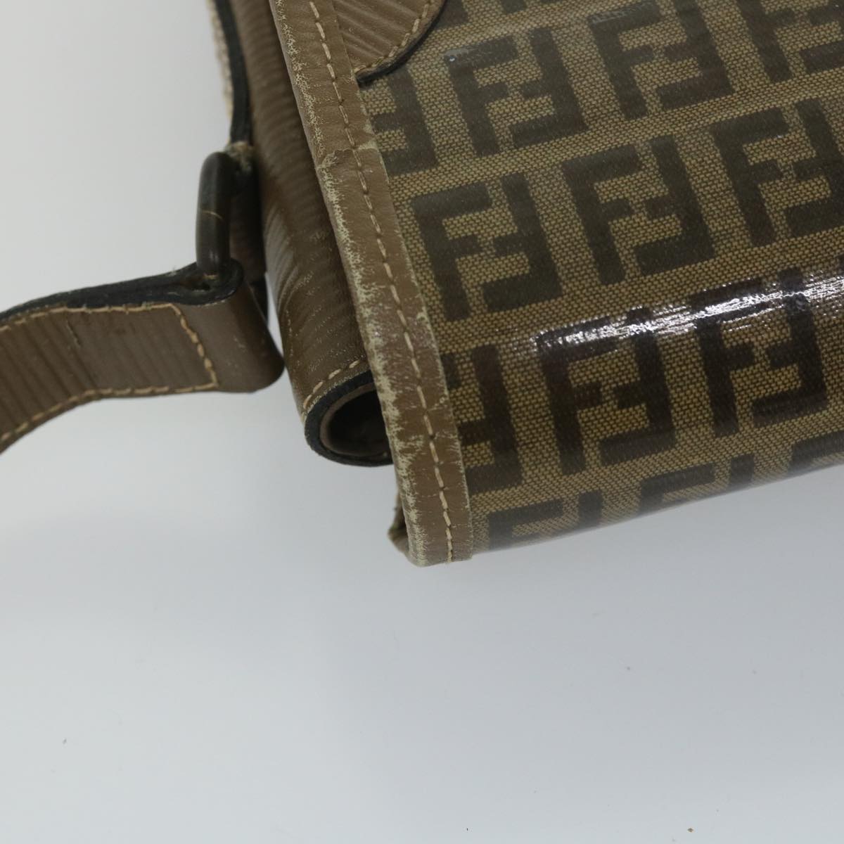 FENDI Zucchino Canvas Shoulder Bag Coated Canvas Brown im452
