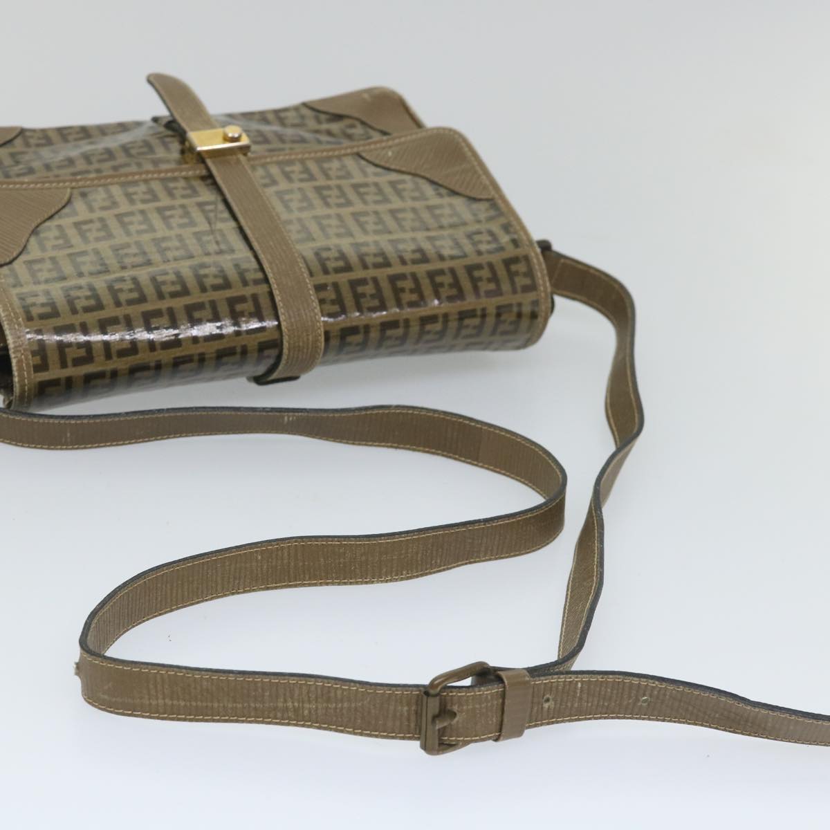 FENDI Zucchino Canvas Shoulder Bag Coated Canvas Brown im452