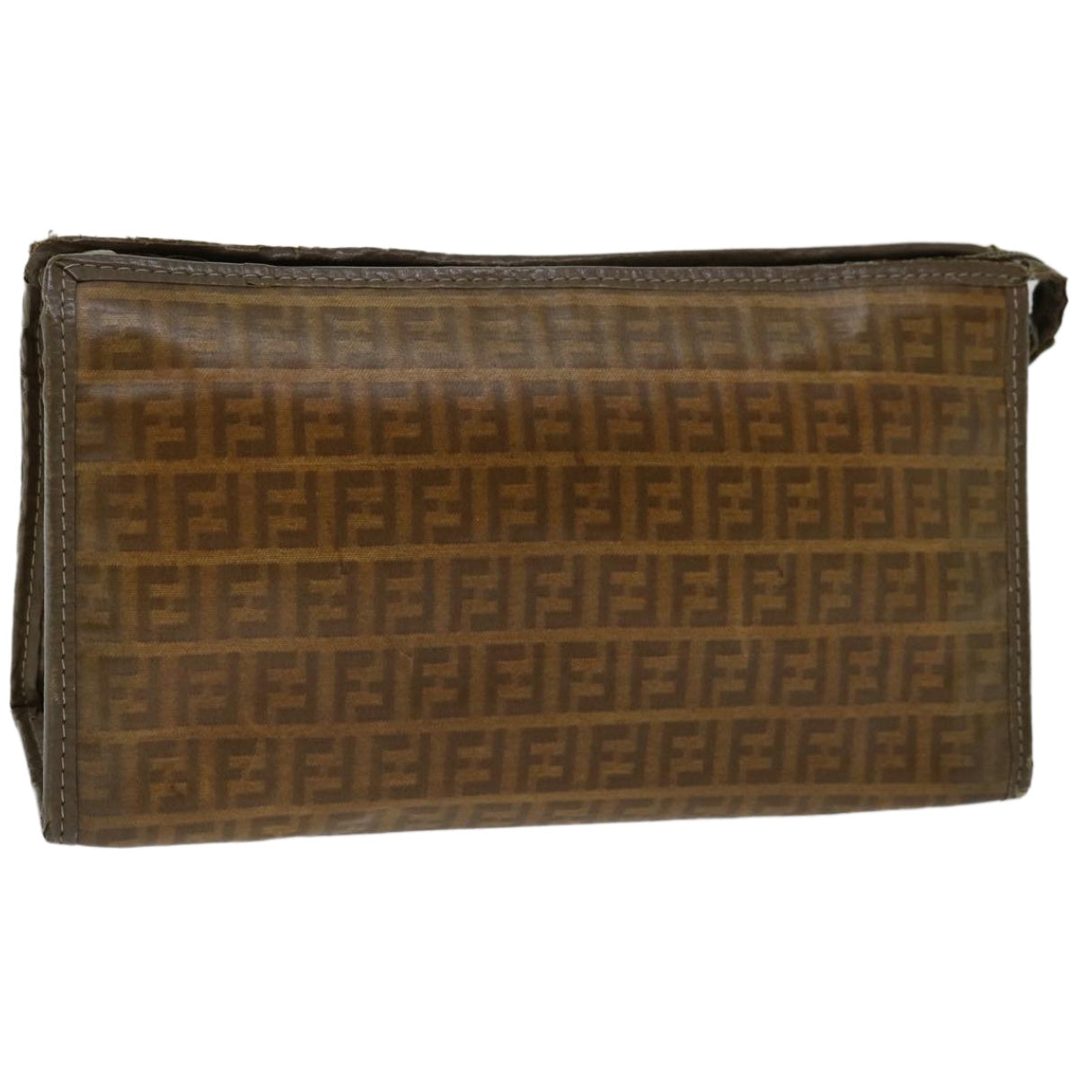 FENDI Zucchino Canvas Clutch Bag Brown im455