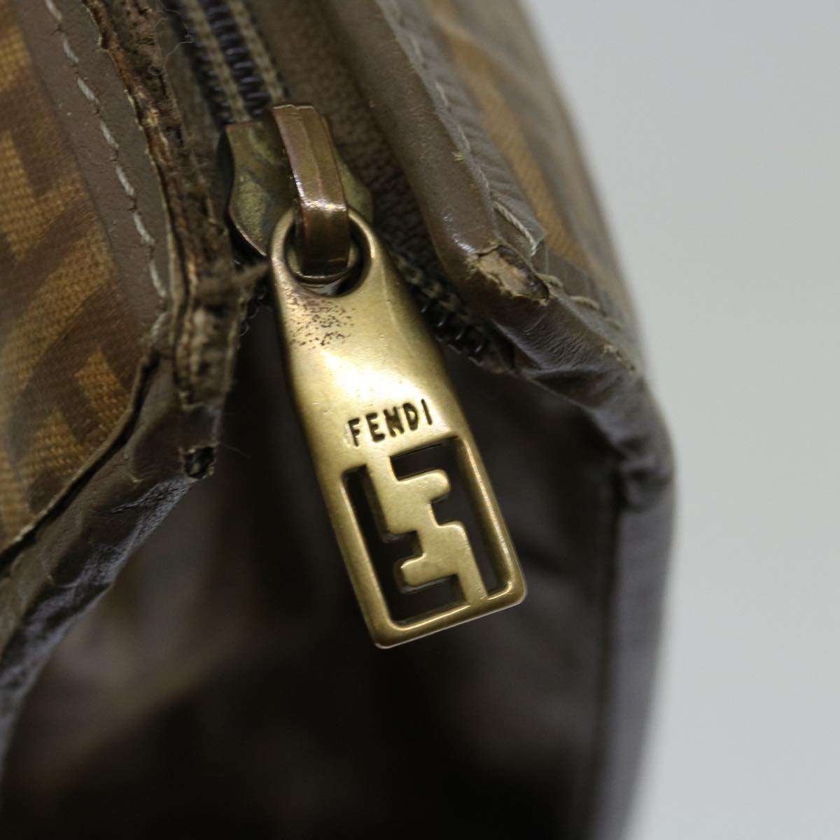 FENDI Zucchino Canvas Clutch Bag Brown im455