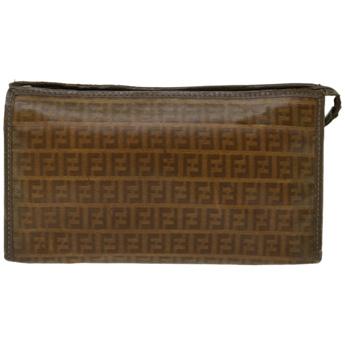 FENDI Zucchino Canvas Clutch Bag Brown im455