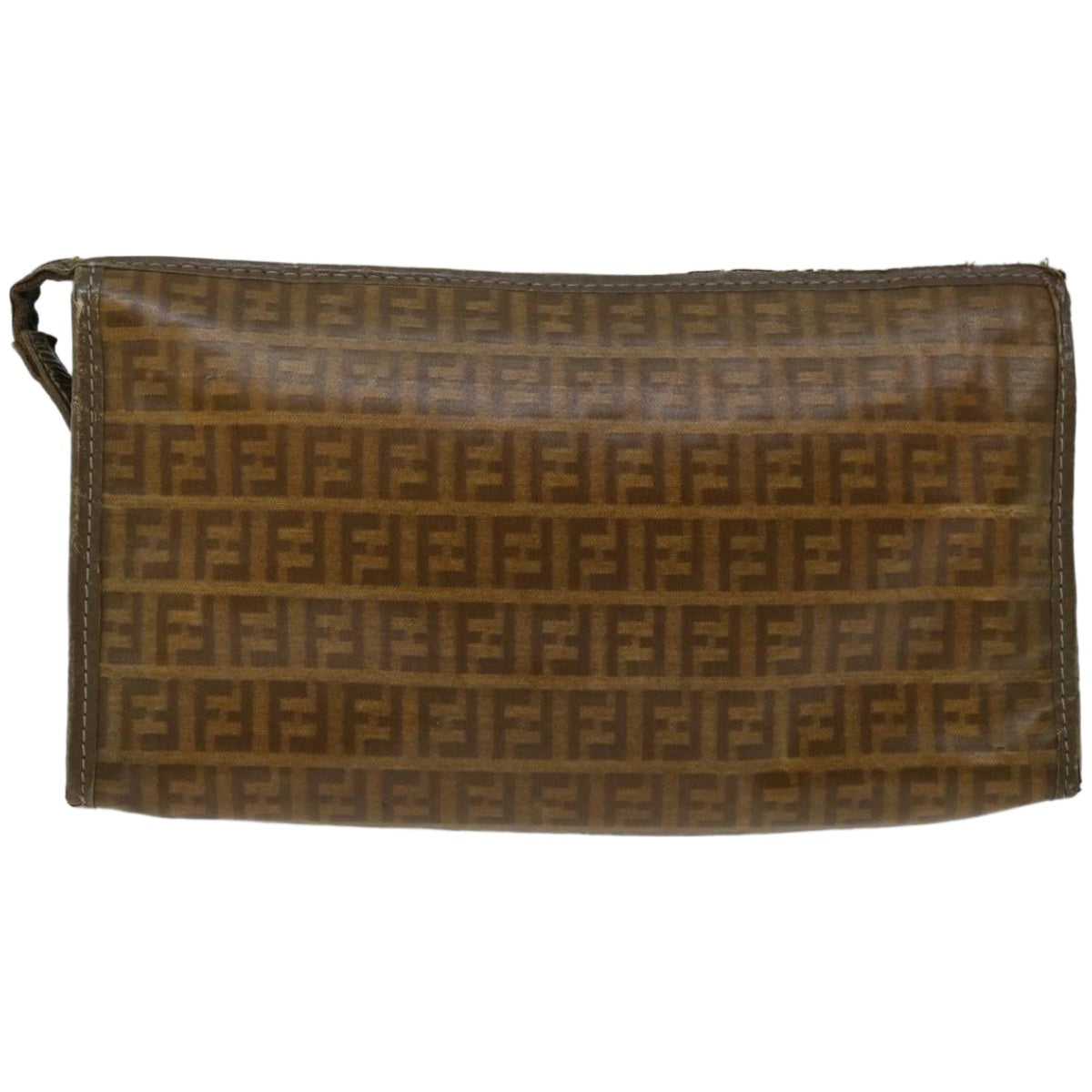 FENDI Zucchino Canvas Clutch Bag Brown im455