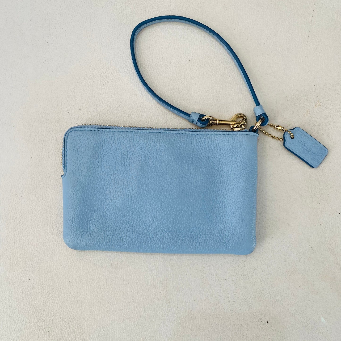 COACH Embossed Wristlet Light Blue