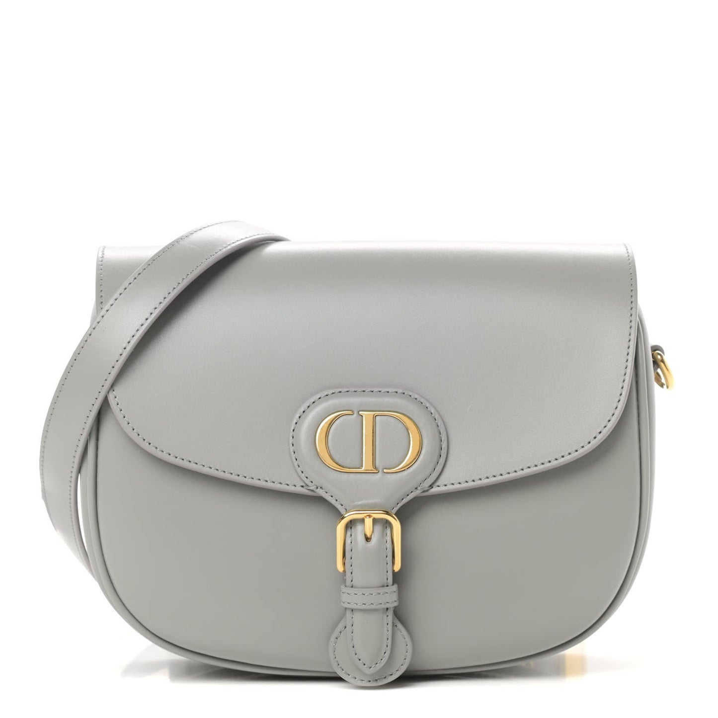 CHRISTIAN DIOR Box Calfskin Medium Bobby Flap Gray