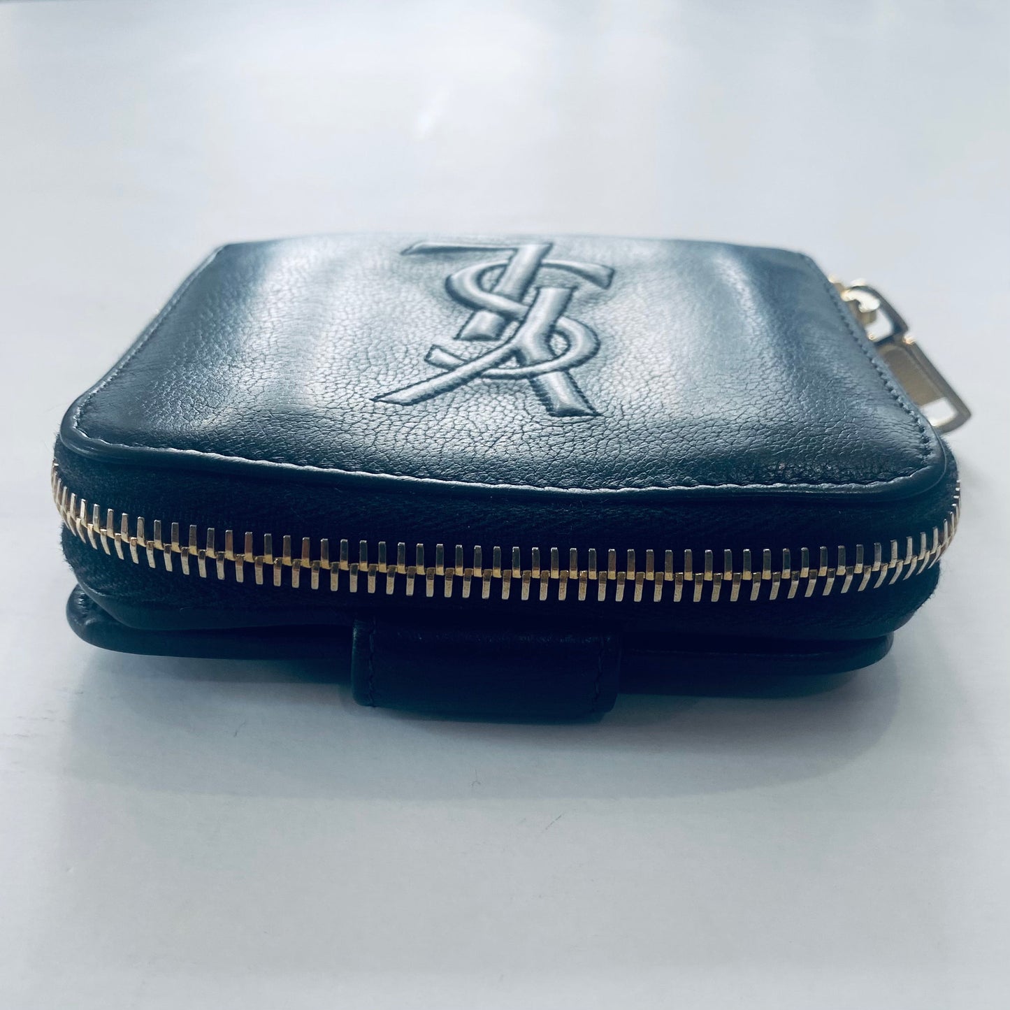 YVES SAINT LAURENT (YSL) Belle De Jour Leather Compact Zip Wallet Black