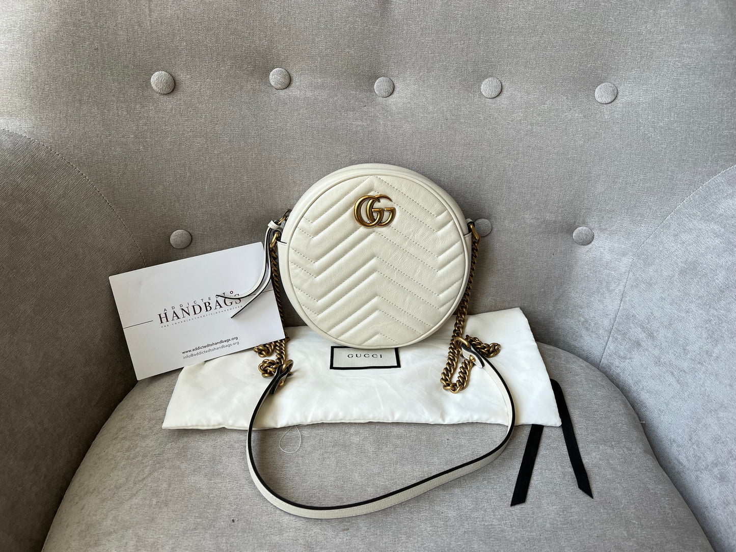 Gucci GG Round White Marmont Small Shoulder Bag (RRP Â£1,160)