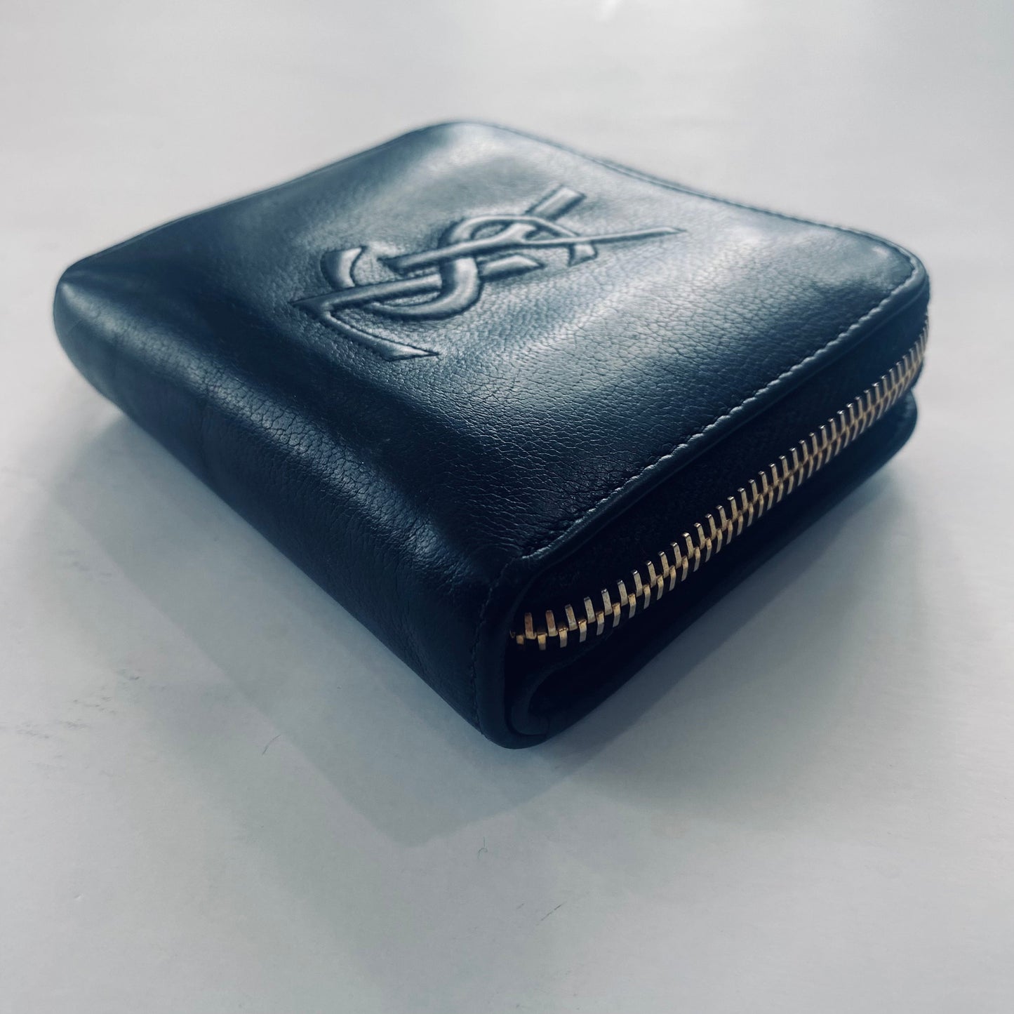 YVES SAINT LAURENT (YSL) Belle De Jour Leather Compact Zip Wallet Black