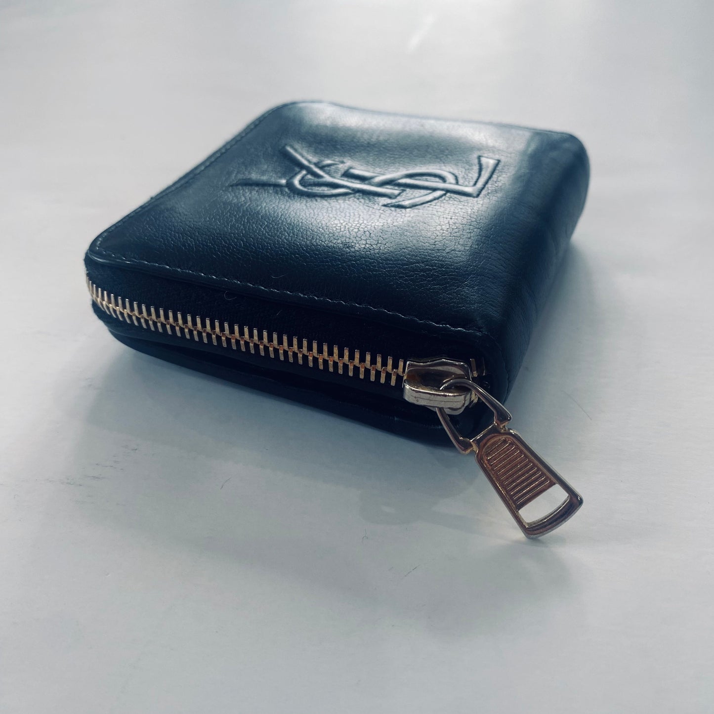 YVES SAINT LAURENT (YSL) Belle De Jour Leather Compact Zip Wallet Black