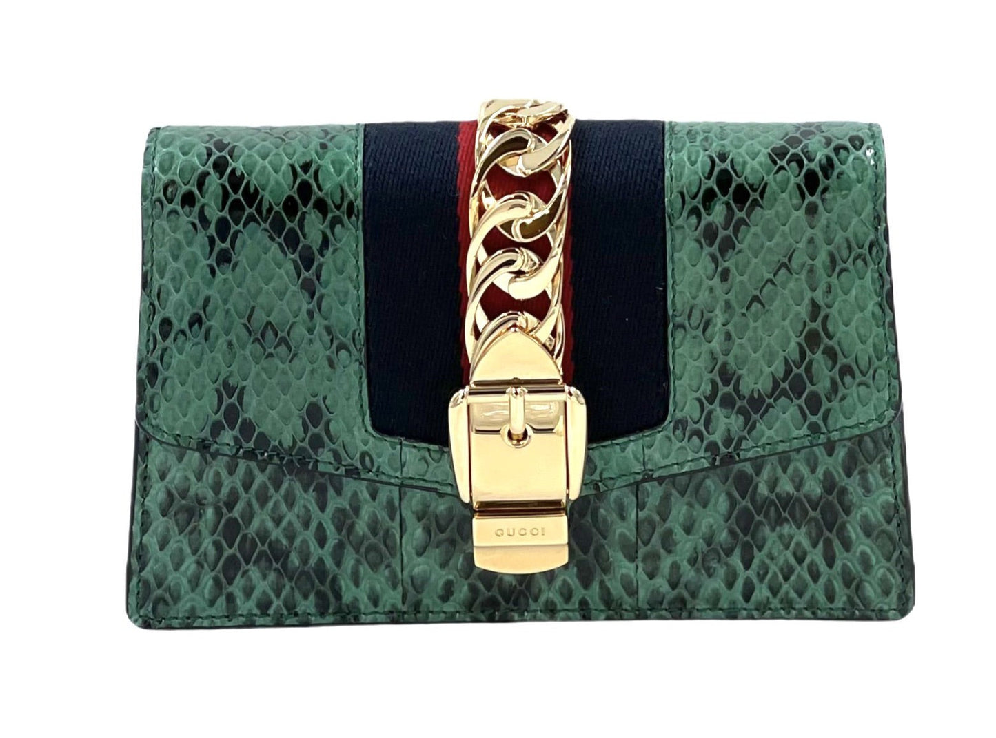 Gucci Sylvie Mini Green Python Shoulder Bag
