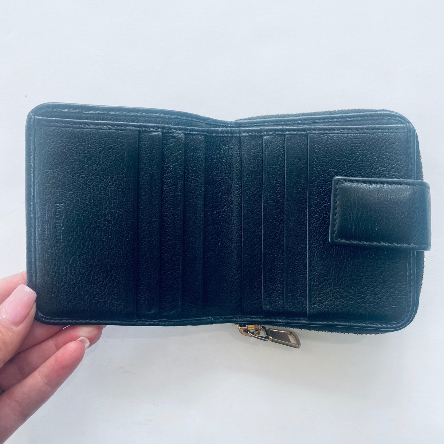 YVES SAINT LAURENT (YSL) Belle De Jour Leather Compact Zip Wallet Black