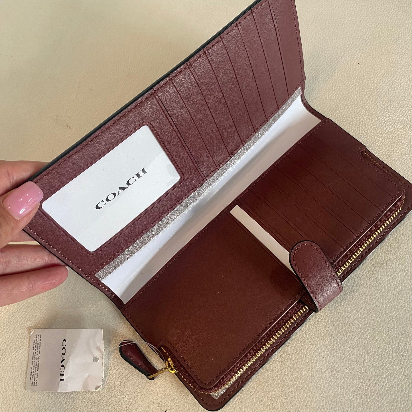 COACH Slim Snap Wallet Wine NWT