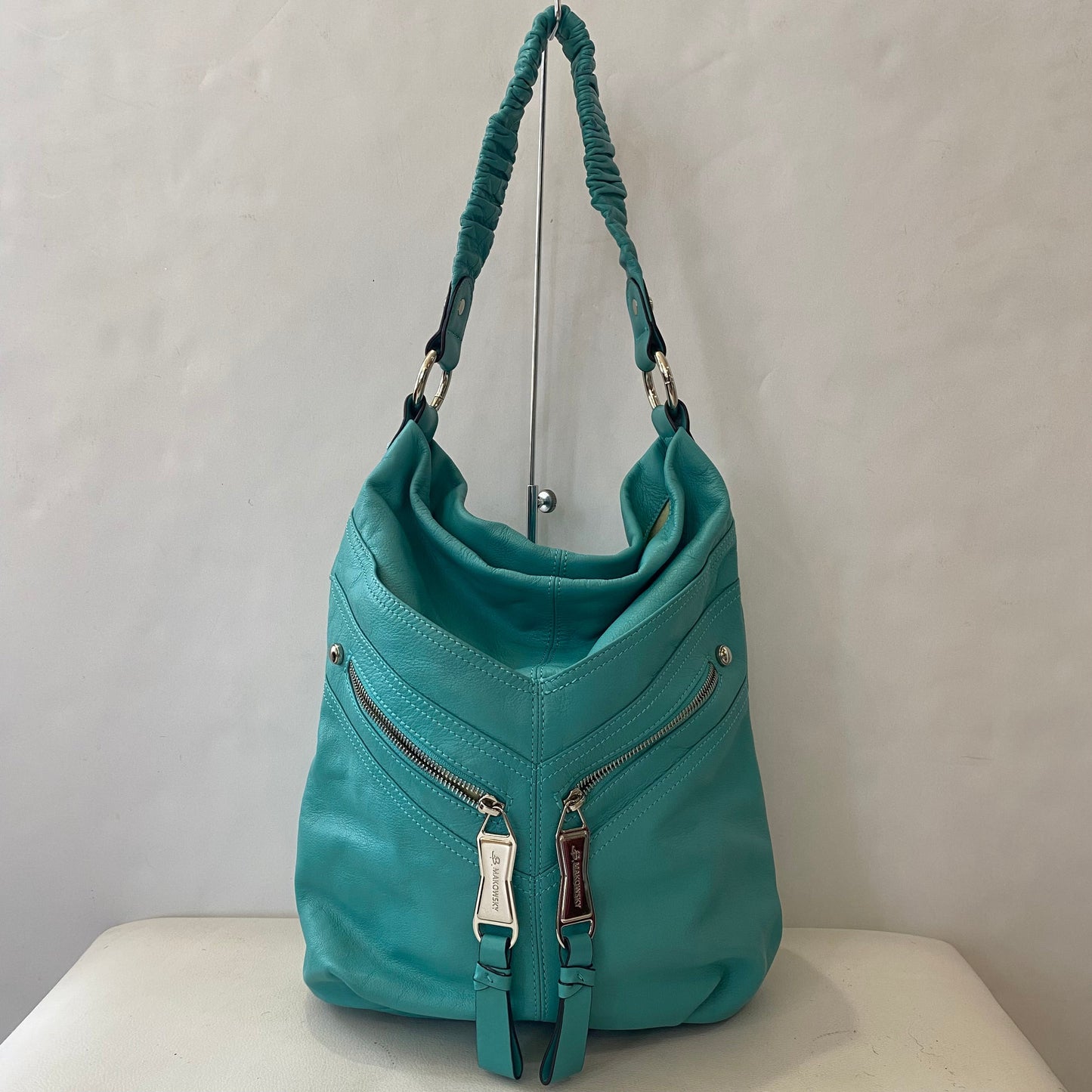 B. MAKOWSKY Leather Shoulder Bag Teal